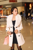 DOUBLE-BREASTED WOOL COAT WITH FUR COLLAR - B ANN'S BOUTIQUE