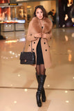 DOUBLE-BREASTED WOOL COAT WITH FUR COLLAR - B ANN'S BOUTIQUE