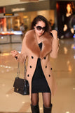 DOUBLE-BREASTED WOOL COAT WITH FUR COLLAR - B ANN'S BOUTIQUE