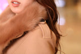 DOUBLE-BREASTED WOOL COAT WITH FUR COLLAR - B ANN'S BOUTIQUE
