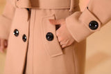 DOUBLE-BREASTED WOOL COAT WITH FUR COLLAR - B ANN'S BOUTIQUE