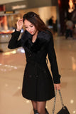 DOUBLE-BREASTED WOOL COAT WITH FUR COLLAR - B ANN'S BOUTIQUE