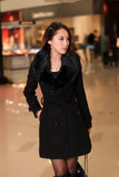 DOUBLE-BREASTED WOOL COAT WITH FUR COLLAR - B ANN'S BOUTIQUE