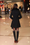 DOUBLE-BREASTED WOOL COAT WITH FUR COLLAR - B ANN'S BOUTIQUE