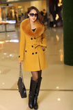 DOUBLE-BREASTED WOOL COAT WITH FUR COLLAR - B ANN'S BOUTIQUE