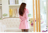 DOUBLE-BREASTED WOOL COAT WITH FUR COLLAR - B ANN'S BOUTIQUE