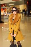 DOUBLE-BREASTED WOOL COAT WITH FUR COLLAR - B ANN'S BOUTIQUE