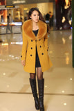 DOUBLE-BREASTED WOOL COAT WITH FUR COLLAR - B ANN'S BOUTIQUE