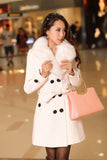 DOUBLE-BREASTED WOOL COAT WITH FUR COLLAR - B ANN'S BOUTIQUE
