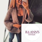 DOUBLE-KNITTED CARDIGAN WITH FLARED SLEEVES - B ANN'S BOUTIQUE