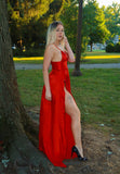 DUAL HIGH SLIT EVENING GOWN - B ANN'S BOUTIQUE