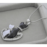 EBONY & IVORY MOMMA CAT WITH HER BABY NECKLACE - B ANN'S BOUTIQUE
