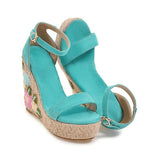 EMMA EMBROIDERED FLORAL WEDGE - B ANN'S BOUTIQUE