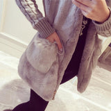 FAUX FUR JACKET WITH KNITTED SLEEVES - B ANN'S BOUTIQUE