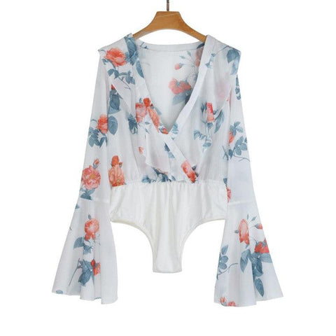 FIONNA’S FLOWER RUFFLED BODYSUIT - B ANN'S BOUTIQUE