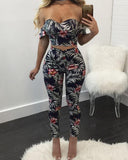 FITTED FLORAL STRAPLESS PANT SET - B ANN'S BOUTIQUE