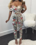 FITTED FLORAL STRAPLESS PANT SET - B ANN'S BOUTIQUE