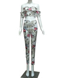 FITTED FLORAL STRAPLESS PANT SET - B ANN'S BOUTIQUE