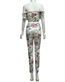 FITTED FLORAL STRAPLESS PANT SET - B ANN'S BOUTIQUE