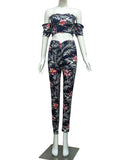 FITTED FLORAL STRAPLESS PANT SET - B ANN'S BOUTIQUE