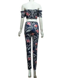 FITTED FLORAL STRAPLESS PANT SET - B ANN'S BOUTIQUE