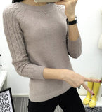 FITTED SWEATER WITH CABLEKNIT SLEEVES - B ANN'S BOUTIQUE