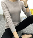 FITTED SWEATER WITH CABLEKNIT SLEEVES - B ANN'S BOUTIQUE