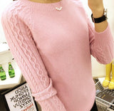 FITTED SWEATER WITH CABLEKNIT SLEEVES - B ANN'S BOUTIQUE