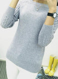 FITTED SWEATER WITH CABLEKNIT SLEEVES - B ANN'S BOUTIQUE