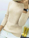 FITTED SWEATER WITH CABLEKNIT SLEEVES - B ANN'S BOUTIQUE