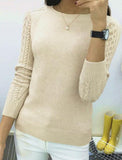 FITTED SWEATER WITH CABLEKNIT SLEEVES - B ANN'S BOUTIQUE