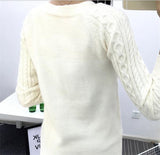 FITTED SWEATER WITH CABLEKNIT SLEEVES - B ANN'S BOUTIQUE