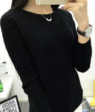 FITTED SWEATER WITH CABLEKNIT SLEEVES - B ANN'S BOUTIQUE