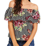FLORA’S FLORAL STRIPE RUFFLED TOP - B ANN'S BOUTIQUE