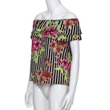 FLORA’S FLORAL STRIPE RUFFLED TOP - B ANN'S BOUTIQUE