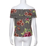 FLORA’S FLORAL STRIPE RUFFLED TOP - B ANN'S BOUTIQUE