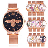 FLORAL & FRIENDS METAL MESH BAND WATCH - B ANN'S BOUTIQUE