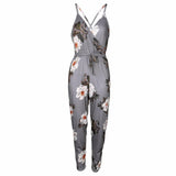 FLORAL CROSSOVER JUMPSUIT - B ANN'S BOUTIQUE