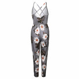 FLORAL CROSSOVER JUMPSUIT - B ANN'S BOUTIQUE