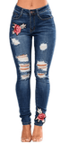 FLORAL EMBROIDERED JEANS - B ANN'S BOUTIQUE