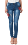 FLORAL EMBROIDERED JEANS - B ANN'S BOUTIQUE