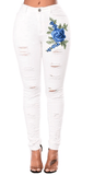 FLORAL EMBROIDERED JEANS - B ANN'S BOUTIQUE