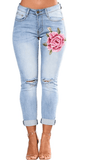 FLORAL EMBROIDERED JEANS - B ANN'S BOUTIQUE