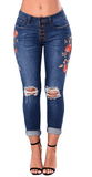 FLORAL EMBROIDERED JEANS - B ANN'S BOUTIQUE