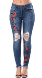 FLORAL EMBROIDERED JEANS - B ANN'S BOUTIQUE