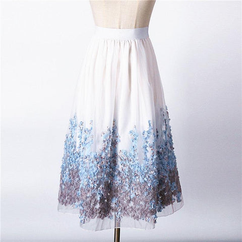 FLORAL EMBROIDERY MESH SKIRT - B ANN'S BOUTIQUE