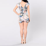 FLORAL FITTED LACE-UP ROMPER - B ANN'S BOUTIQUE