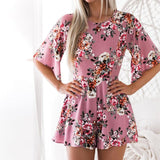 FLORAL FLARE SLEEVE ROMPER - B ANN'S BOUTIQUE