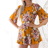 FLORAL FLARE SLEEVE ROMPER - B ANN'S BOUTIQUE