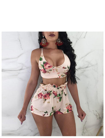 FLORAL RUCHED SHORTS SET - B ANN'S BOUTIQUE